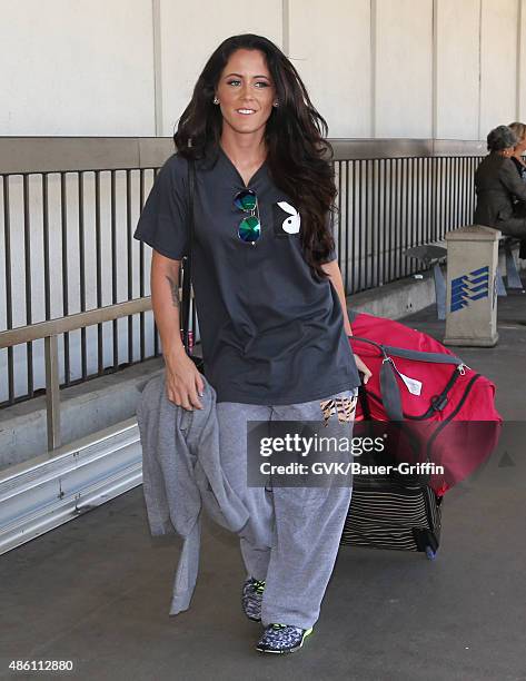 Jenelle Evans is seen at LAX on August 31, 2015 in Los Angeles, California.