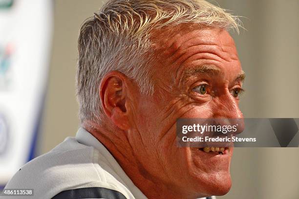 French football head coach Didier Deschamps gives a press conference at the French National Football Team Centre in Clairefontaine-en-Yvelines,on...