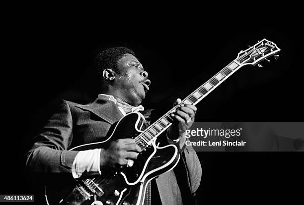 Blues musician B.B. King at the Ann Arbor Blues and Jazz Festival-in-Exile in September, 1974 in Windsor, Ontario, Canada.