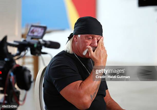Hulk Hogan sat down for an interview with Amy Robach to air on "Good Morning America," 8/28/15, on the Walt Disney Television via Getty Images...