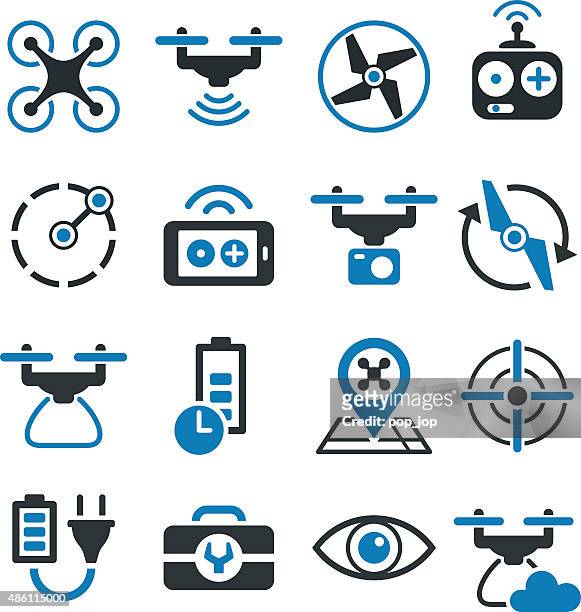drone and quad copter icons and symbols - illustration - 遙控交通工具 幅插畫檔、美工圖案、卡通及圖標
