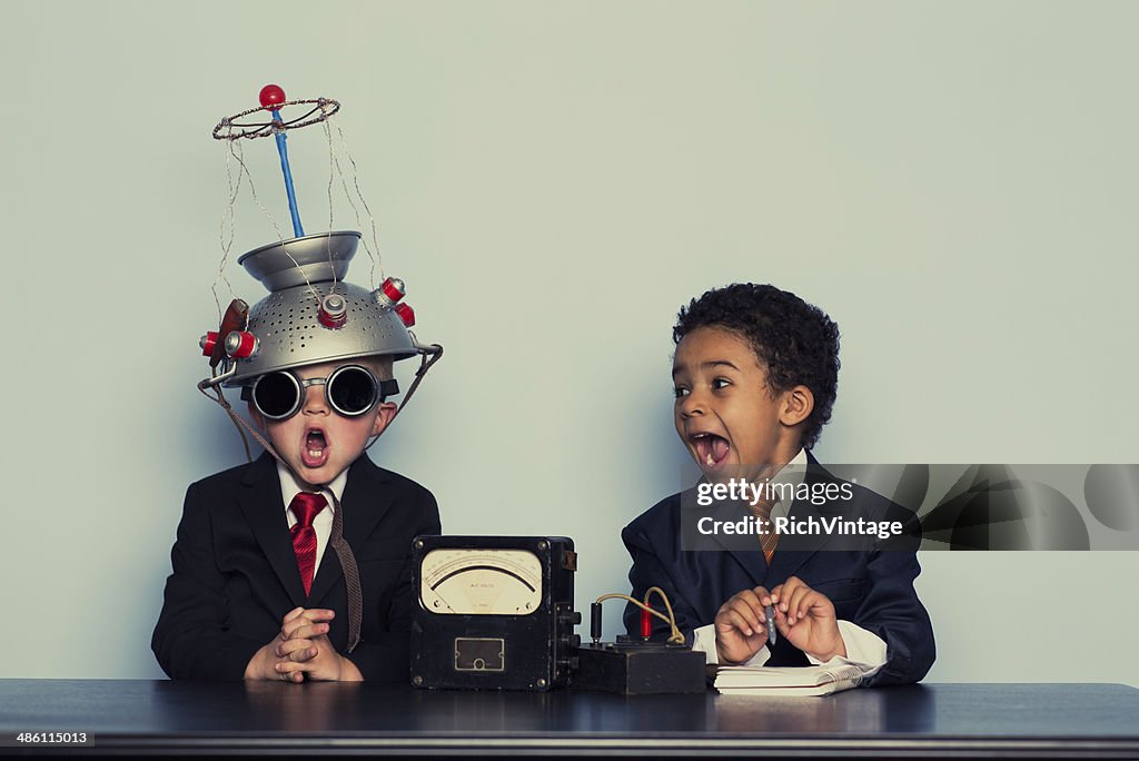 Two Crazy Business Boys Search Minds For Ideas