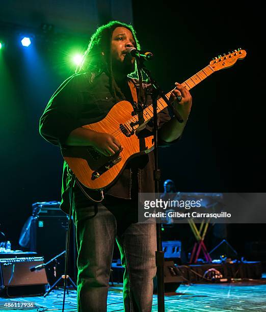 Reggae artist Stephen 'Raggamuffin' Marley performs during Catch A Fire Tour 2015 at Mann Center For Performing Arts on August 29, 2015 in...