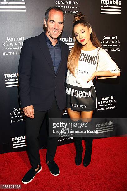 Monte Lipman and Ariana Grande attend Republic Records 2015 VMA after party at Ysabel on August 30, 2015 in West Hollywood, California.