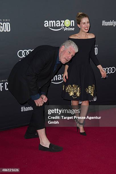 Ron Perlman and Alona Tal attend the German premiere of the TV show 'Hand of God' on August 31, 2015 in Berlin, Germany.