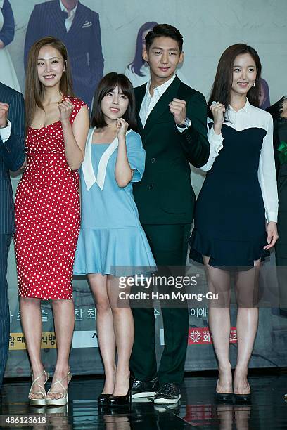 South Korean actors Hong Soo-Hyun , Do Hee of South Korean girl group Tiny-G, Lee Tae-Sung and Kang Han-Na attend the press conference for MBC Drama...