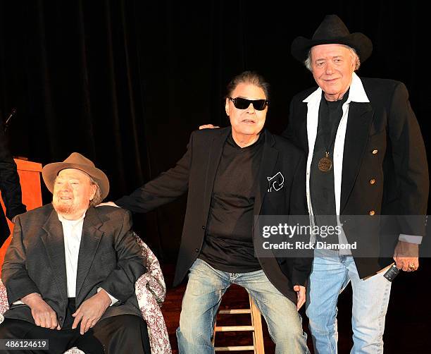 Members, Mac Wiseman, Ronnie Milsap, and Bobby Bare attend the 2014 Country Music Hall Of Fame Inductees Announcement at the Country Music Hall of...
