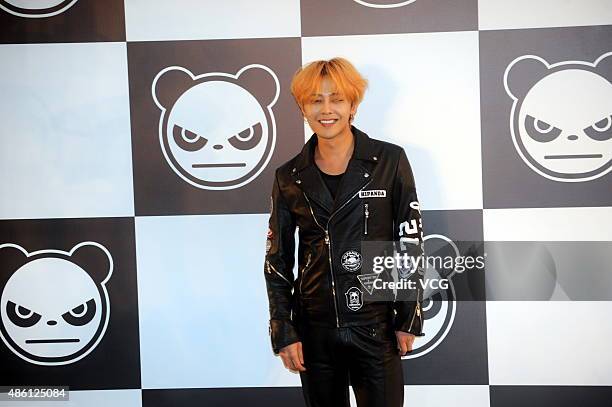 Singer G-Dragon of Bigbang attends HIPANDA promotional event at expo garden on August 31, 2015 in Shanghai, China.