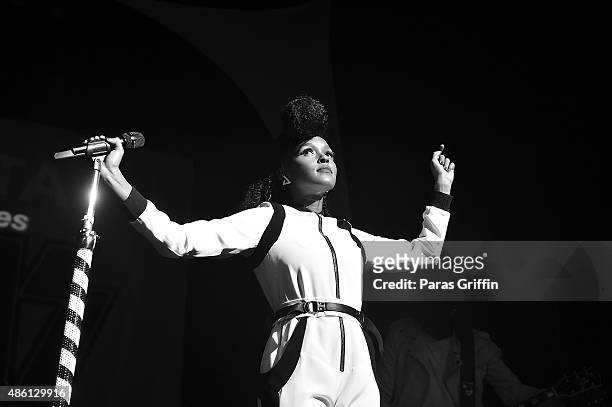 Recording artist Janelle Monae performs during The EEPHUS tour at The Tabernacle on August 31, 2015 in Atlanta, Georgia.