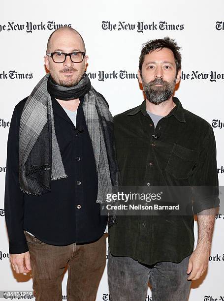 Filmmakers Darren Aronofsky and Ari Handel attend the New York Times Cities for Tomorrow Conference on April 22, 2014 in New York City.