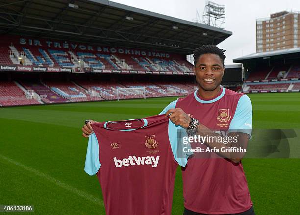 Alex Song signs another season-long loan deal with West Ham United at Boleyn Ground on August 31, 2015 in London, England.