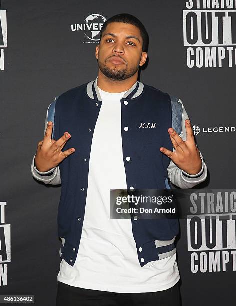 Shea Jackson Jnr arrives ahead of the 'Straight Outta Compton' Australian Premiere on September 1, 2015 in Sydney, Australia.