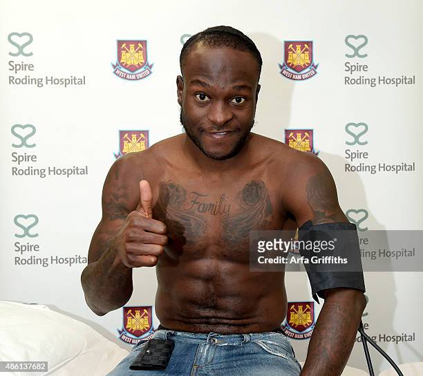 Victor Moses undergoing his medical after signing for West Ham United on a season-long loan at Spire Roding Hospital on September 01, 2015 in London,...