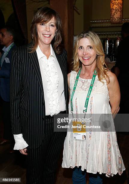 Tribeca Film Festival co-founder Jane Rosenthal and film director Karen Leigh Hopkins attend the 2014 Directors Brunch at the City Winery on April...
