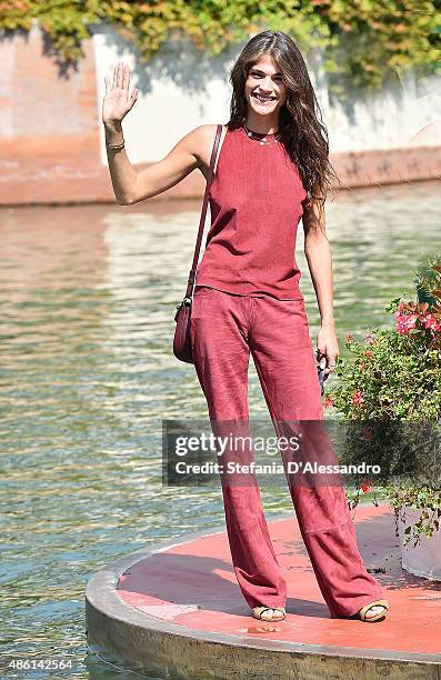 Festival hostess Elisa Sednaoui arrives at Lido during the 72nd Venice Film Festival on September 1, 2015 in Venice, Italy.