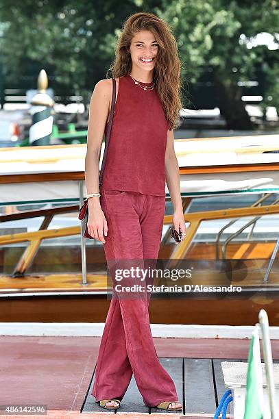 Festival hostess Elisa Sednaoui arrives at Lido during the 72nd Venice Film Festival on September 1, 2015 in Venice, Italy.