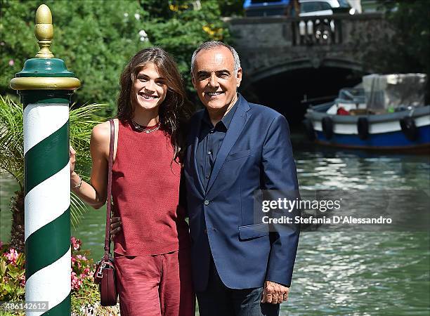 Festival hostess Elisa Sednaoui and Venice Film Festival Director Alberto Barbera arrive at Lido during the 72nd Venice Film Festival on September 1,...