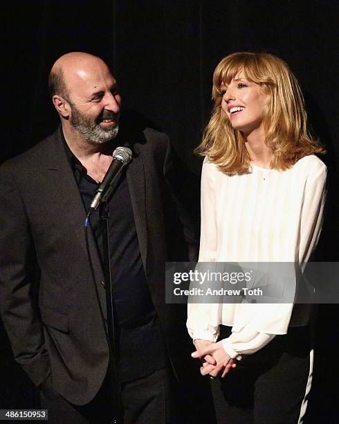 Director Cedric Klapisch and actress Kelly Reilly attend the CineSalon sneak preview of "Chinese Puzzle" at Florence Gould Hall on April 22, 2014 in...