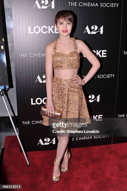 Actress Sami Gayle attends the A24 and The Cinema Society premiere of "Locke" at The Paley Center for Media on April 22, 2014 in New York City.