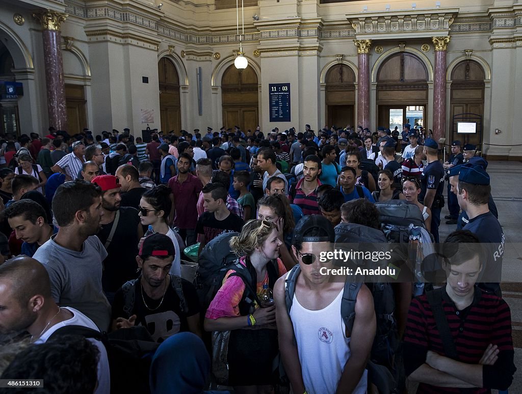 Migrants in Budapest Keleti railway station