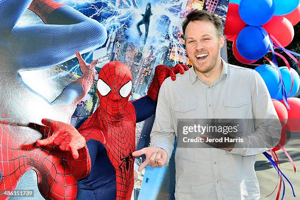 Director Marc Webb attends Larchmont Charter School celebrates 'The Amazing Spider-Man 2' at Be Amazing Day at Larchmont Charter School at Fairfax on...