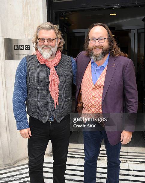 Simon King and David Myers AKA The Hairy Bikers at The BBC on September 1, 2015 in London, England.