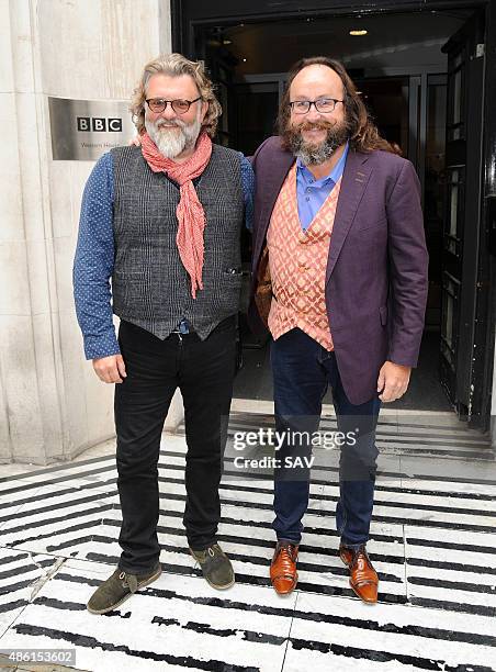 Simon King and David Myers AKA The Hairy Bikers at The BBC on September 1, 2015 in London, England.