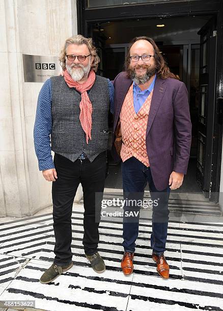 Simon King and David Myers AKA The Hairy Bikers at The BBC on September 1, 2015 in London, England.