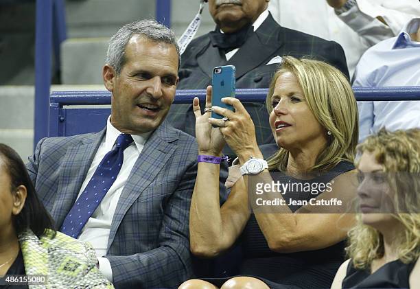 Katie Couric and husband John Molner attend the 15th Annual USTA Opening Night Gala on Day 1 of the 2015 US Open at USTA Billie Jean King National...