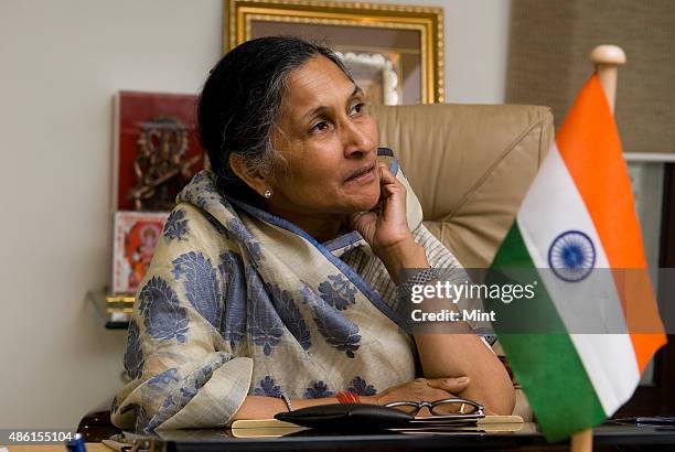 Savitri Jindal, Non-Executive Chairperson, Jindal Steel & Power Limited, during election campaign on November 12, 2009 in New Delhi, India. Savitri...