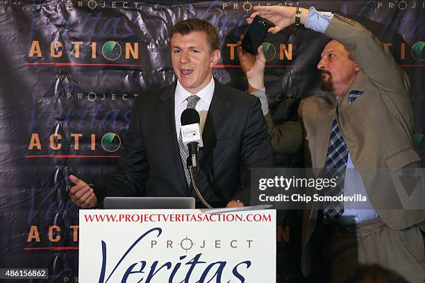 Conservative undercover journalist James O'Keefe is photographed by Project Veritas Action Senior Communications Strategist Stephen Gordon during a...