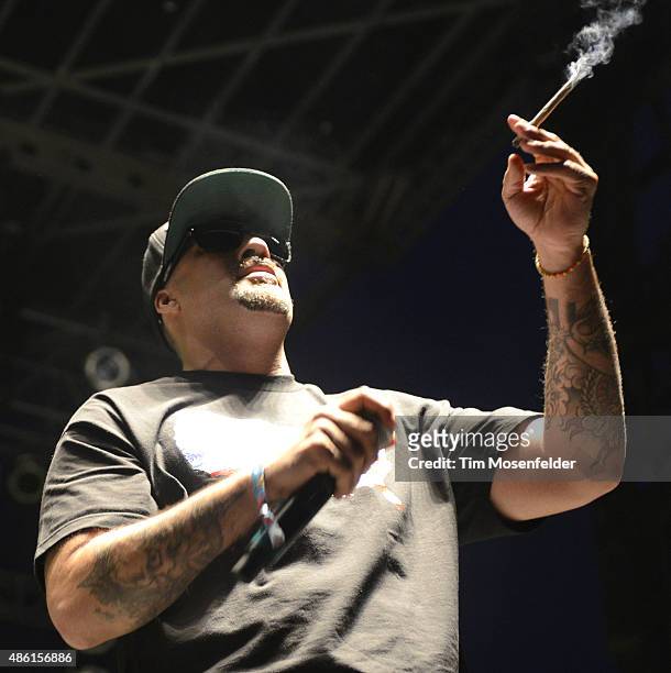 Real of Cypress Hill performs during Riot Fest at the National Western Complex on August 28, 2015 in Denver, Colorado.
