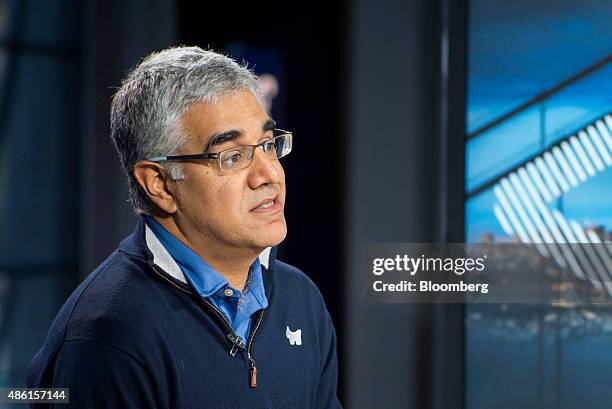 Aneel Bhursi, co-founder and chief executive officer of Workday Inc., speaks during a Bloomberg West Television interview in San Francisco,...