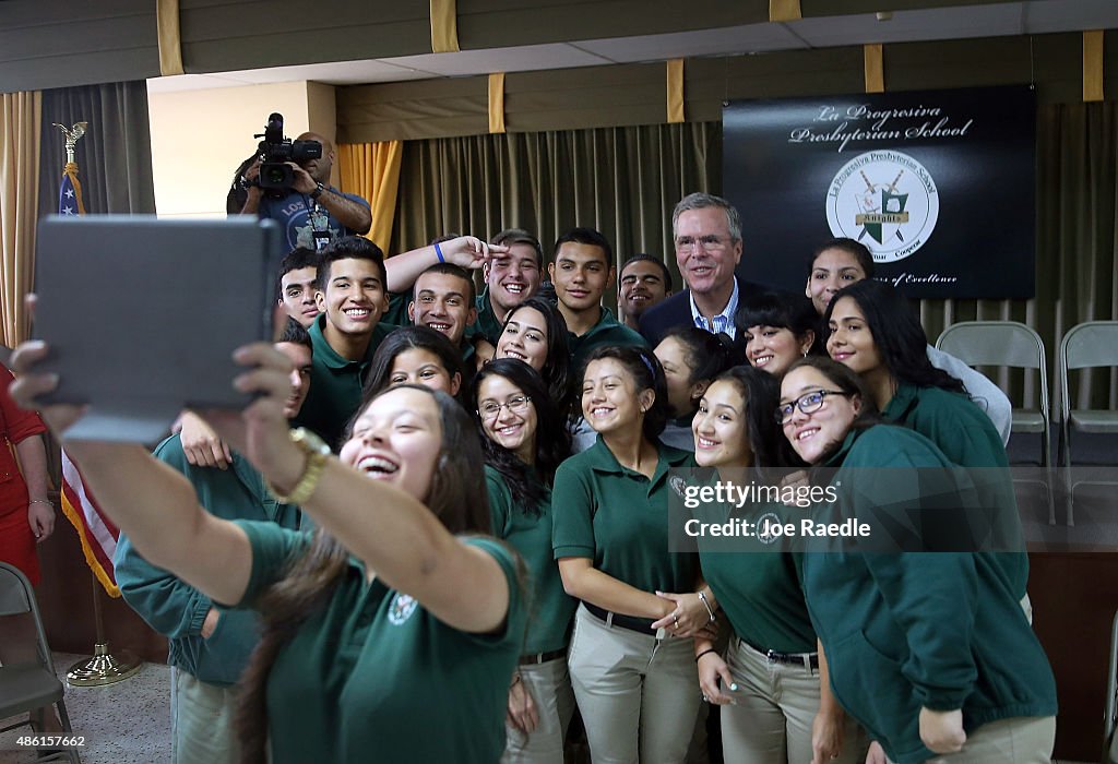 Jeb Bush Holds Student Town Hall At Miami School