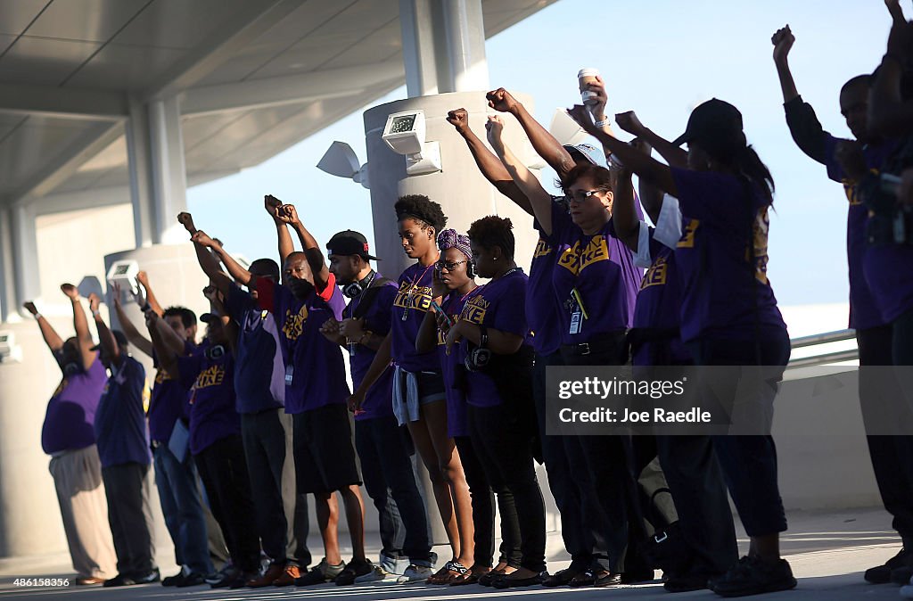 Airport Workers Strike Over Labor Violations By Contractor