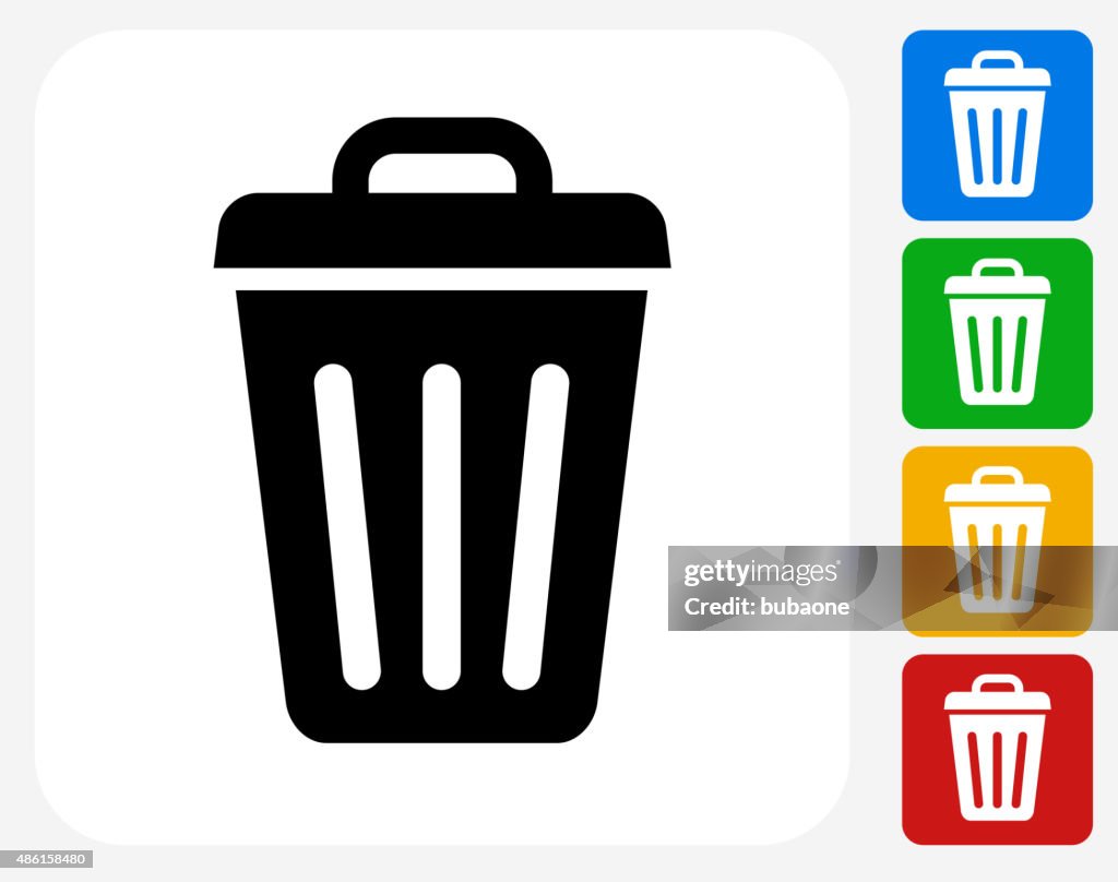 Trash Can Icon Flat Graphic Design