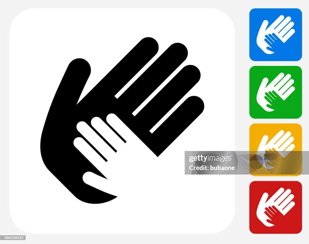 Helping Child Hand Icon Flat Graphic Design