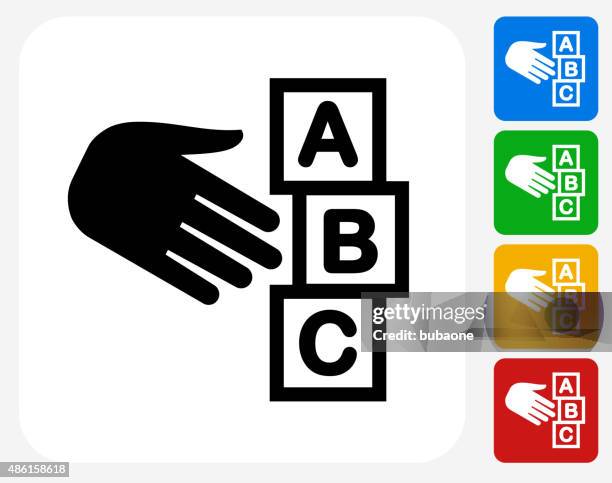 abc blocks icon flat graphic design - abc blocks stock illustrations