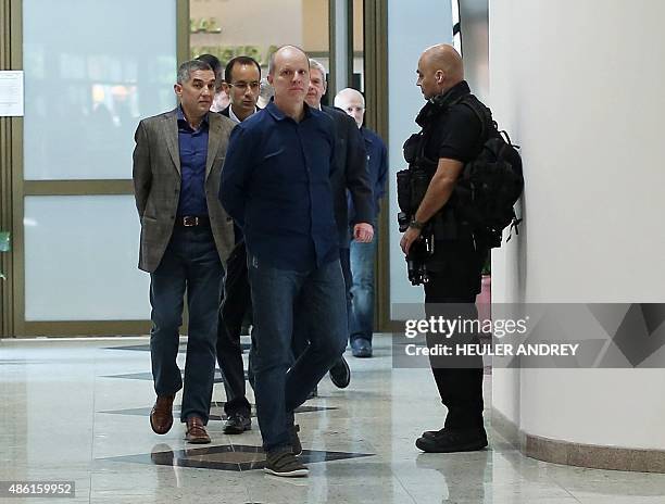 Petrobras' engineer Celso Araripe de Oliveira arrives for a hearing of the parliamentary committee of the Petrobras investigation in the Federal...