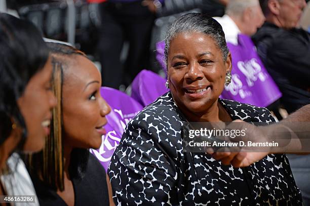 Laurel J. Richie, president of the WNBA, attends the San Antonio Stars game against the Los Angeles Sparks at the STAPLES Center on August 30, 2015...