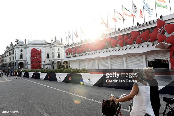 The Palazzo del Cinema and red carpet is seen a day ahead during the 72nd Venice Film Festival on September 1, 2015 in Venice, Italy.