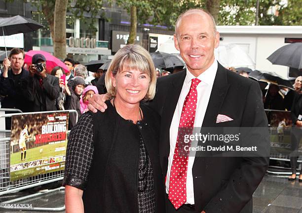 Jayne Williams and Sir Clive Woodward attend the World Premiere of "Building Jerusalem" at the Empire Leicester Square on September 1, 2015 in...