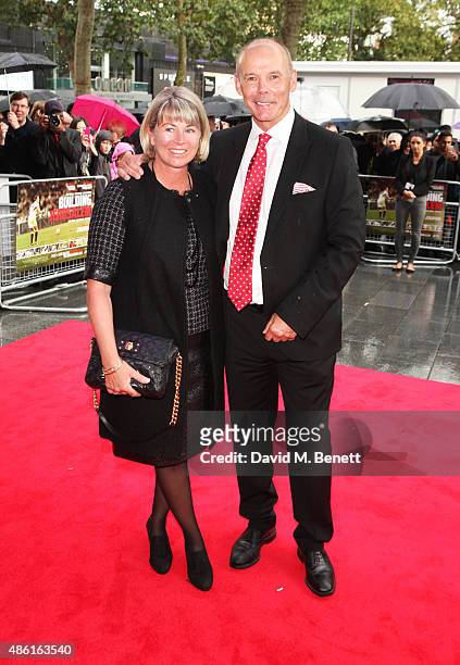 Jayne Williams and Sir Clive Woodward attend the World Premiere of "Building Jerusalem" at the Empire Leicester Square on September 1, 2015 in...