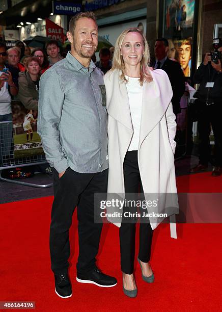 Jonny Wilkinson and his wife Shelley Jenkins attend the World Premiere of "Building Jerusalem" at Empire Leicester Square on September 1, 2015 in...