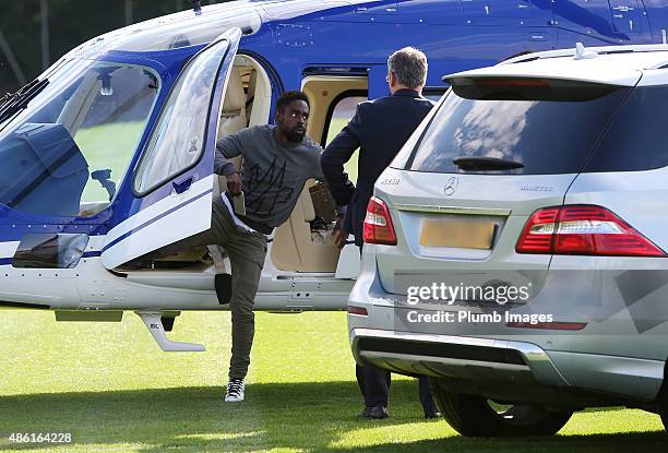 Leicester City's new signing Nathan Dyer arrives at the Belvoir Drive Training Complex on September 01, 2015 in Leicester, United Kingdom.