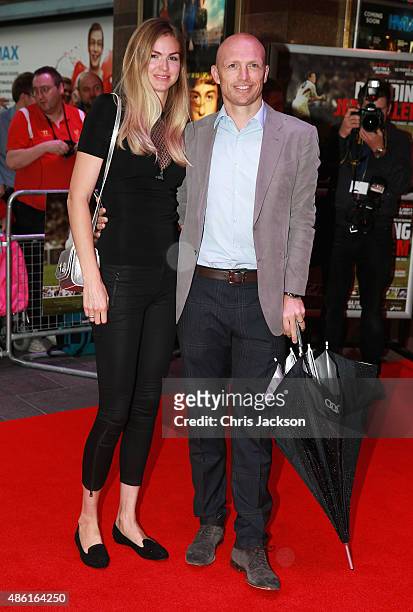 Matt Dawson and his wife Carolin Hauskeller attend the World Premiere of "Building Jerusalem" at Empire Leicester Square on September 1, 2015 in...