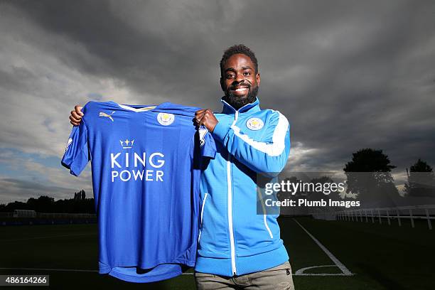 Leicester City's new signing Nathan Dyer is unveiled at the Belvoir Drive Training Complex on September 01, 2015 in Leicester, United Kingdom.