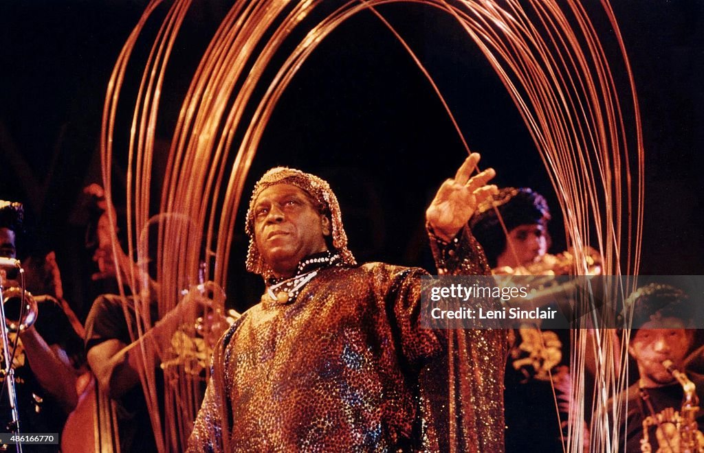Sun Ra Rym Sun Ra and his Sun Ra Archestra perform with a steel sculpture on ...