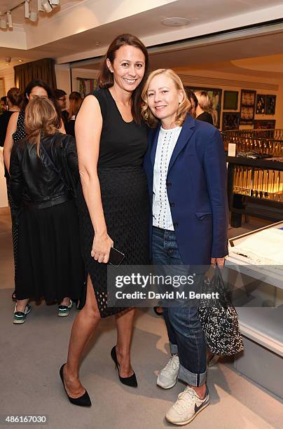 Caroline Rush and Sarah Mower attend the Rock Vault 2015/16 designer announcement reception hosted by the British Fashion Council and Stephen Webster...