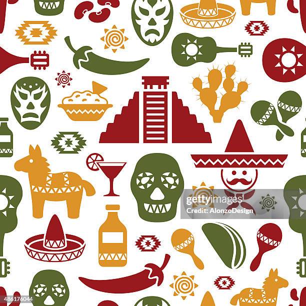 mexikanisches muster - nachos stock-grafiken, -clipart, -cartoons und -symbole